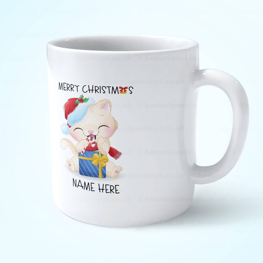 Taza Gato Navidad Personalizada Dueño Gato Taza Navidad Taza Linda Taza