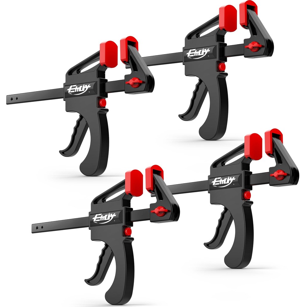 4-Pack 6-Inch Wood Clamps Set One-Handed Clamp/Spreader Light-Duty