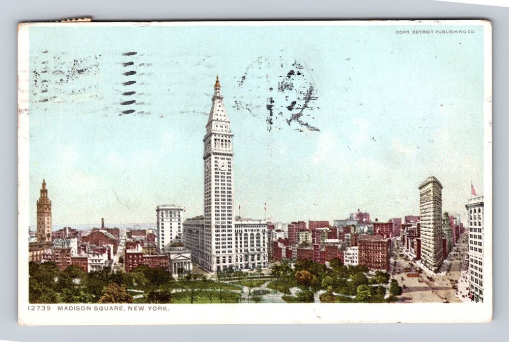 New York City NY- Madison Square, Advertisement, Vintage c1911 Souvenir Postcard