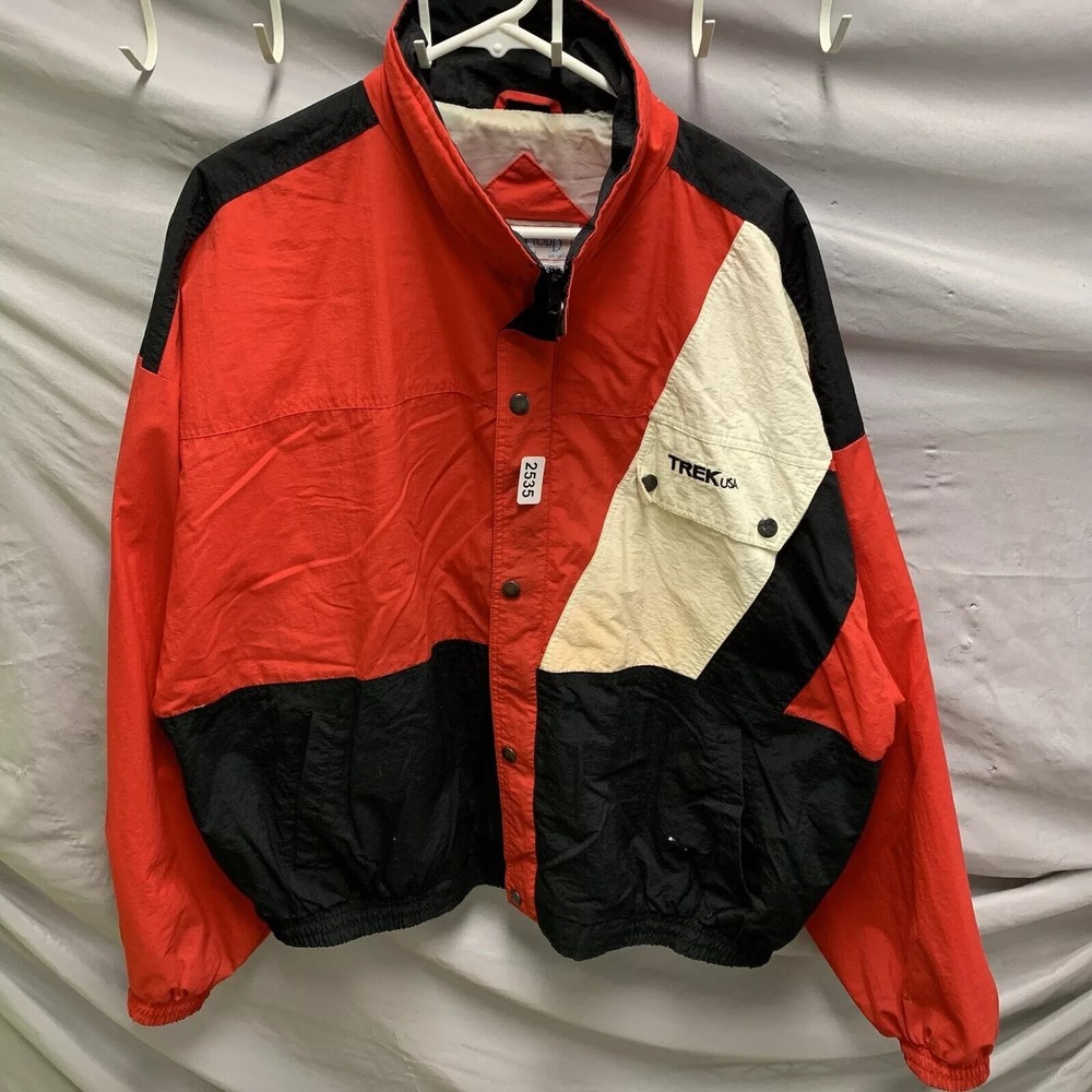 Vintage 90s Trek USA Red Windbreaker Zip-Up Jacket Men’s XL