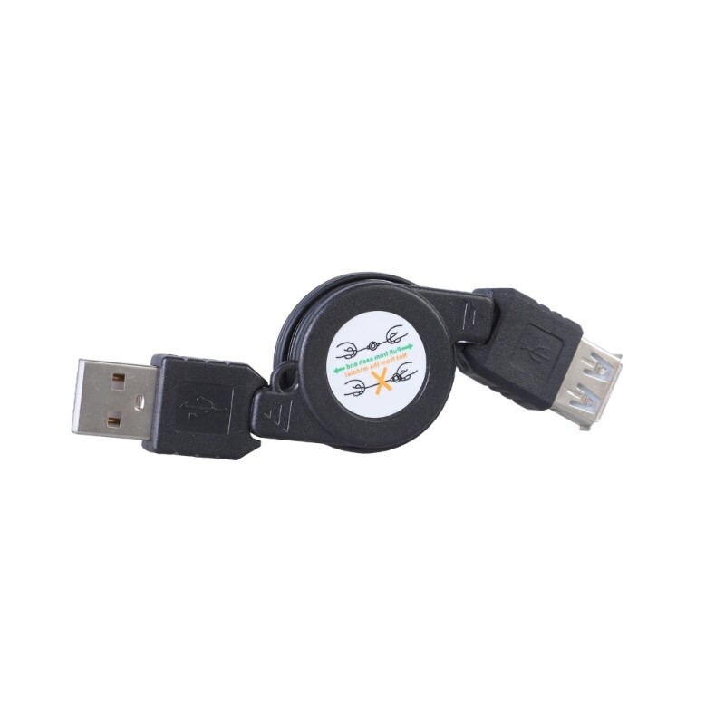 USB 2.0 Male to Female Retractable Charging & Sync Cable for 5W Devices
