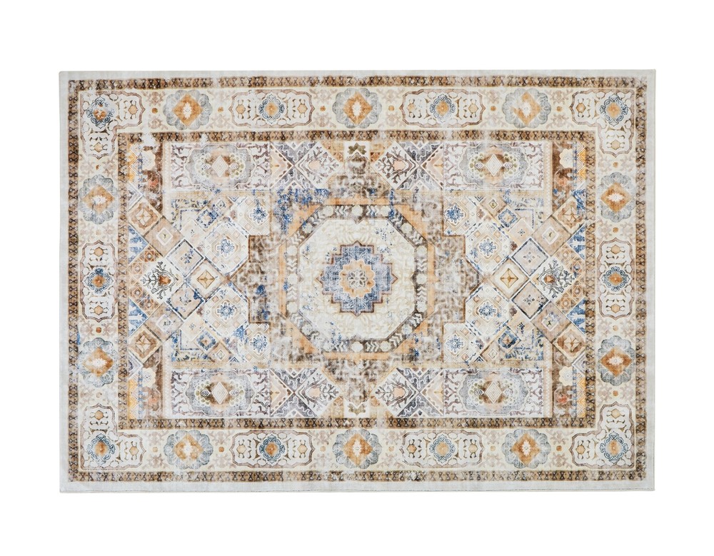 Retro Faux Cashmere Rug Non-Slip Washable for Living Room Bedroom