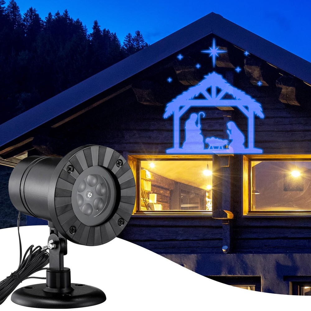 Rossesay Christmas Nativity Scene Outdoor Projector Christian Themed Holy Nig...