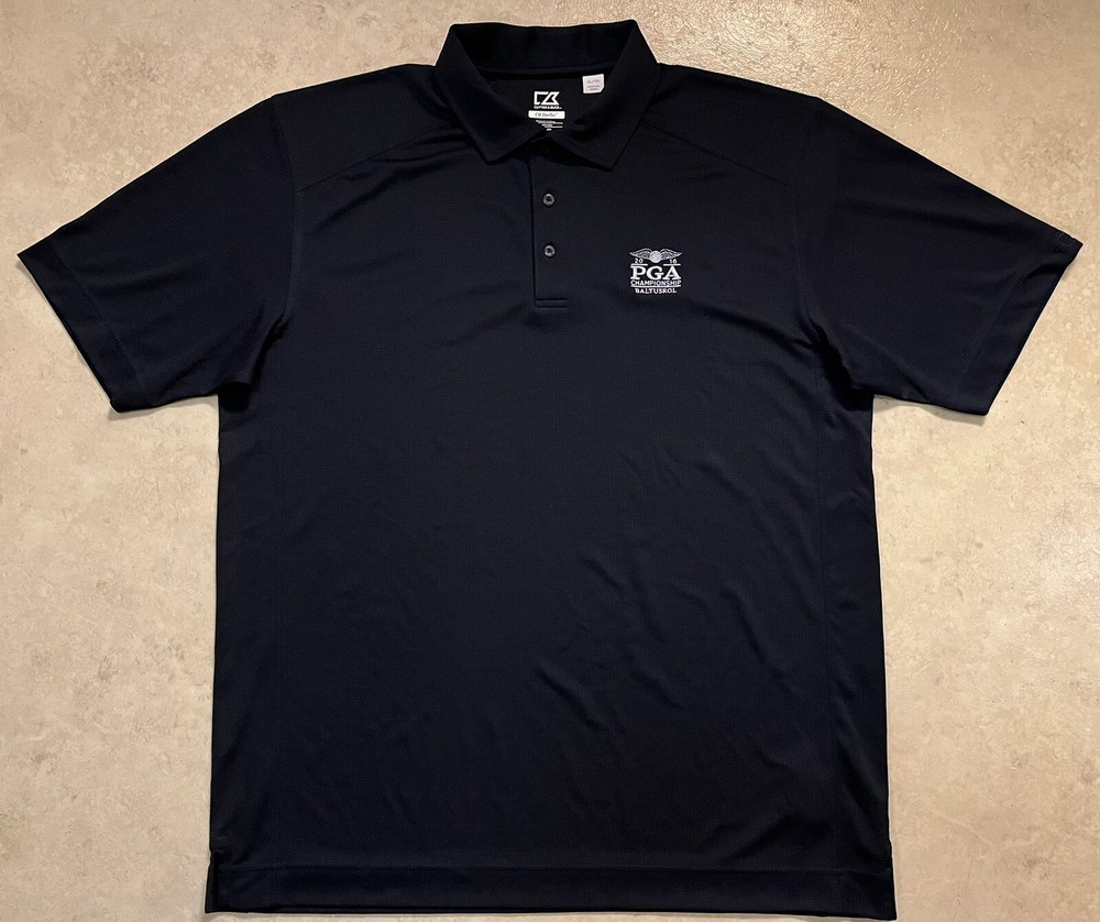 CUTTER & BUCK DryTec Mens Golf Polo Shirt Black XL ✅ 2016 PGA Championship