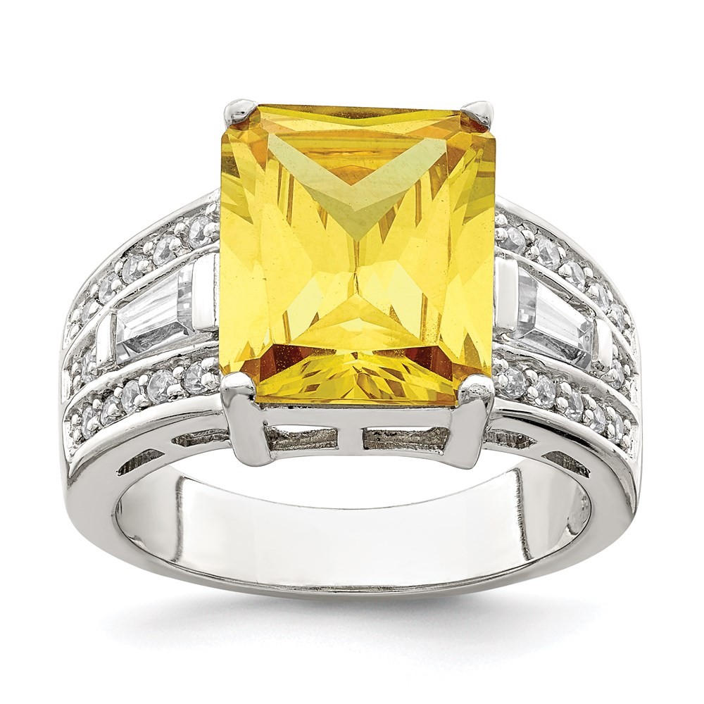Sterling Silver Yellow & White Cubic Zirconia Ring Size 6
