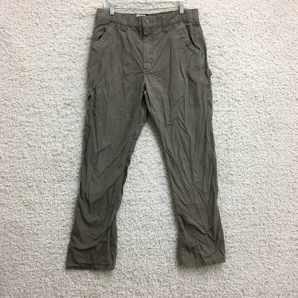 Carhartt Pants 34x34 Mens Brown Original Dungaree Fit Carpenter Canvas Workwear