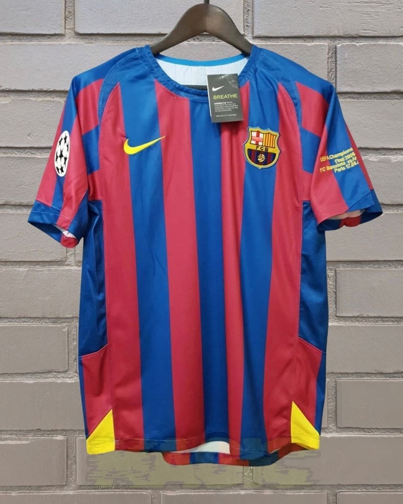 FC Barcelona 2006 UCL Final Home Blue Red Short Sleeve Jersey Ronaldinho #10
