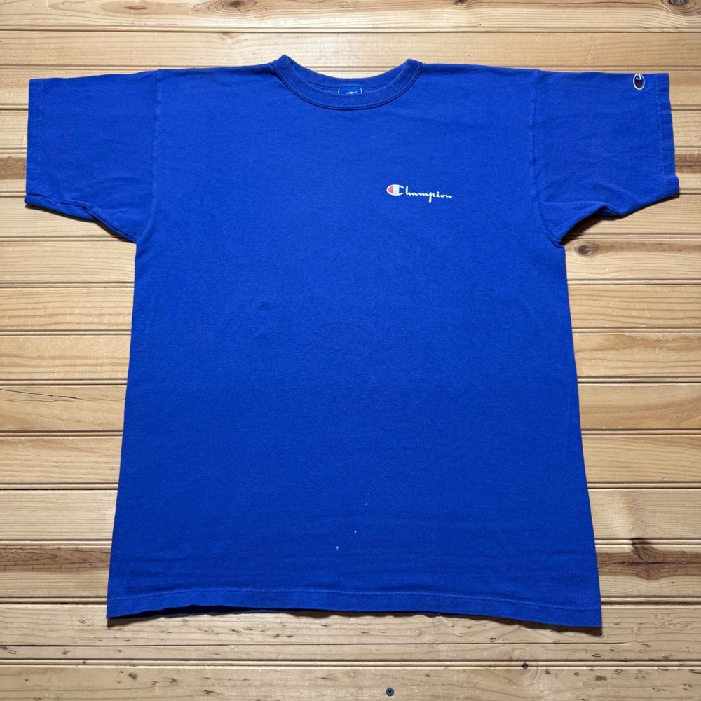 Vintage 80s 90s Champion Script Logo Single Stitch T-Shirt USA Made - Size XL