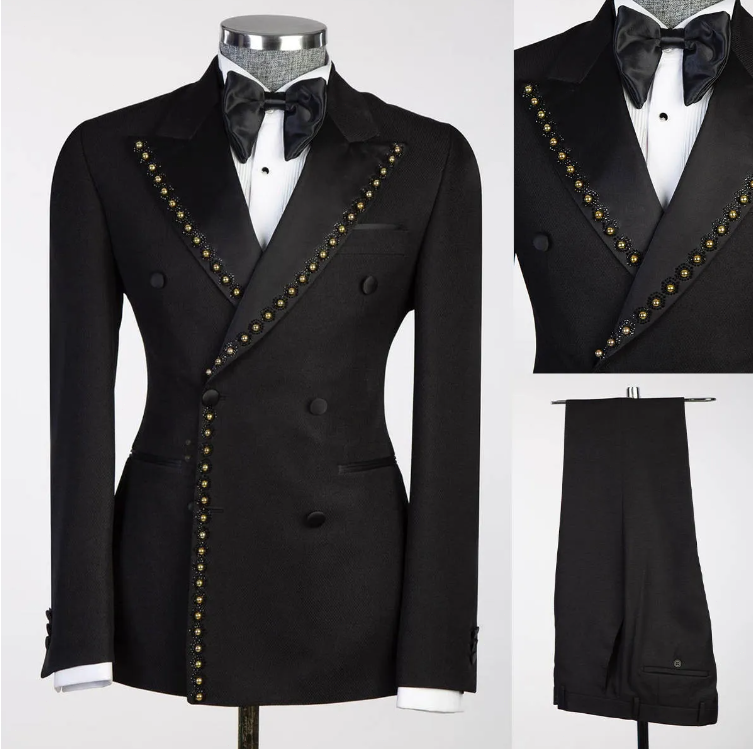 New Arrivals Black Blazer Suit For Men 2 Piece Outfit Set Suits High Quality