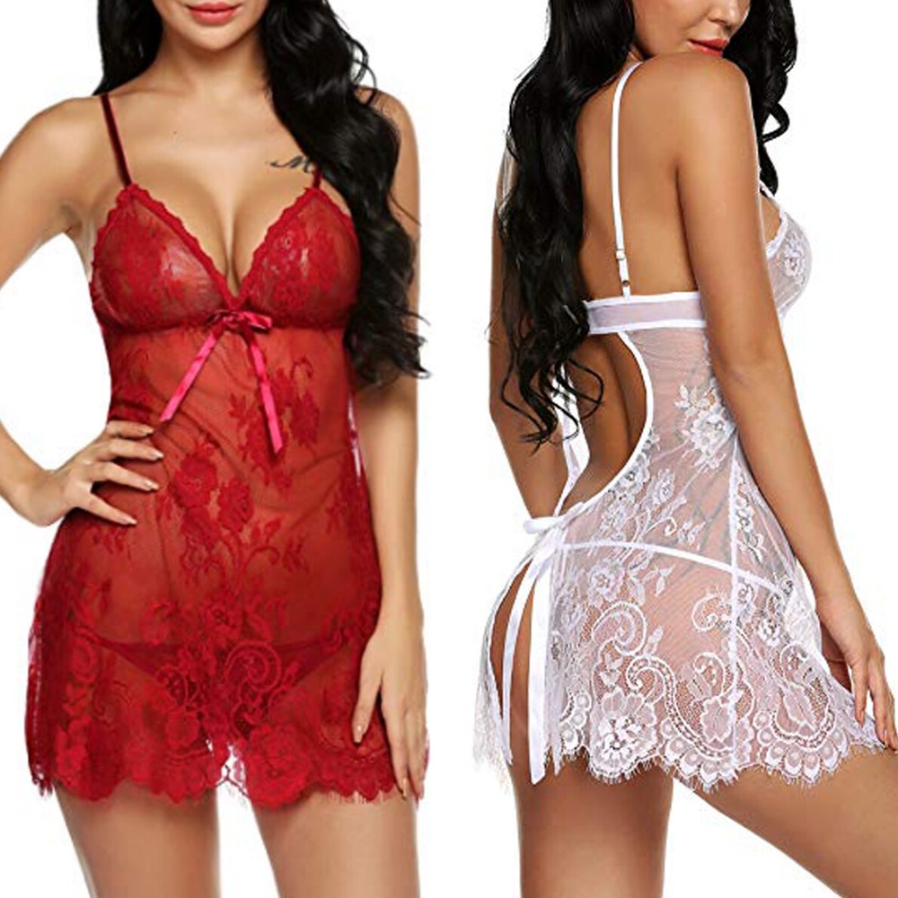 Sexy Women's Lingerie Floral Lace Sleepwear Underwear Dress See-Thru Babydoll US