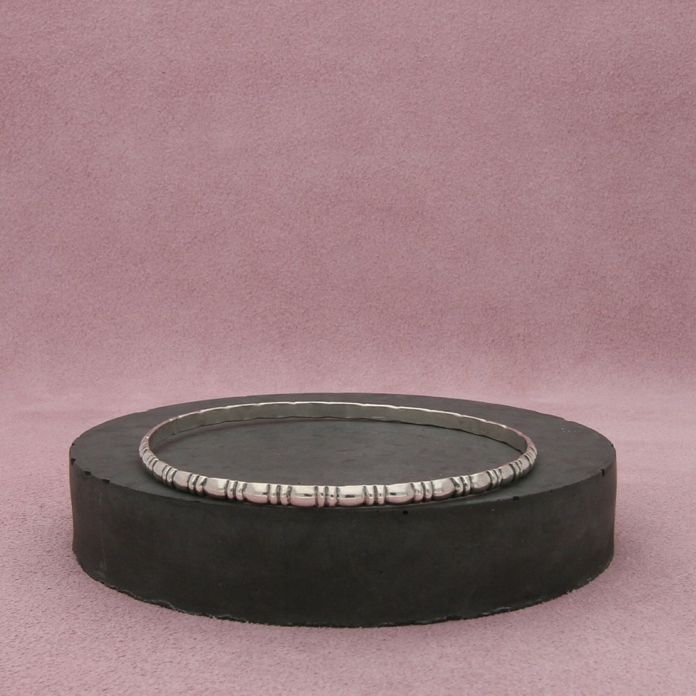 Vintage Sterling Silver 3mm Striped Stackable Bangle Bracelet Size 8 Inch