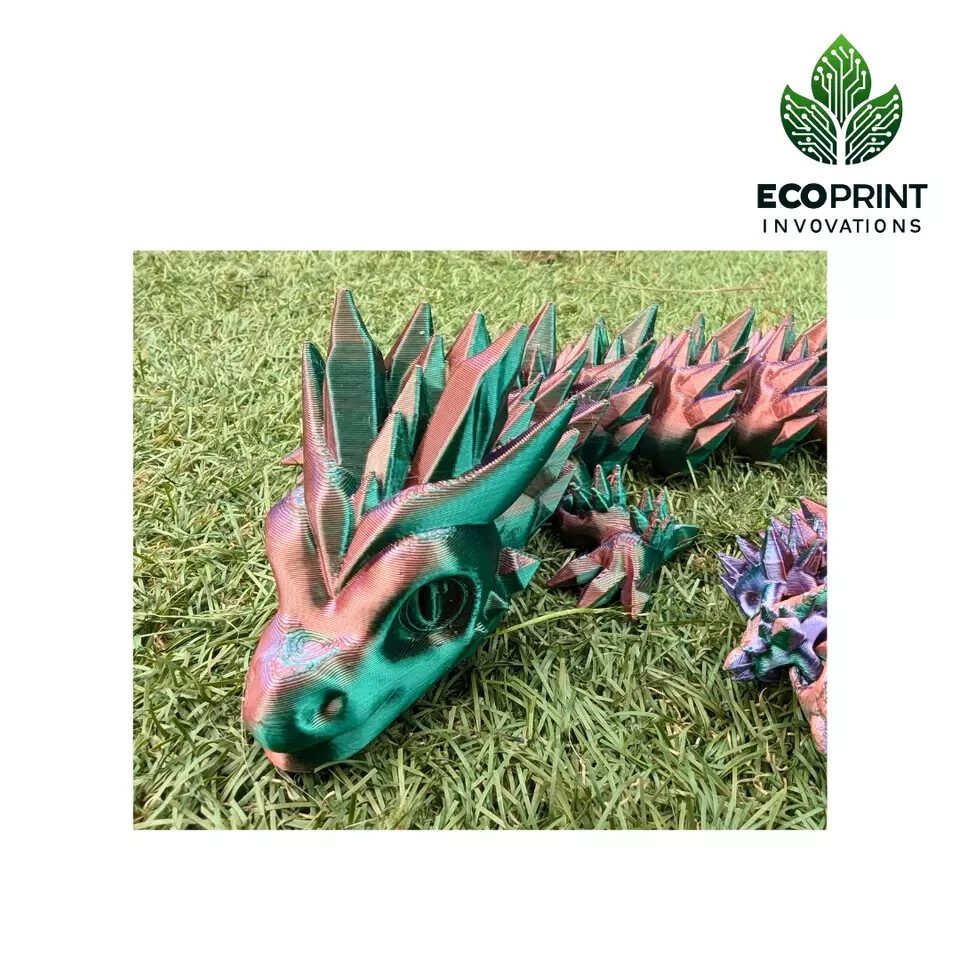 Crystal Dragon Fidget Toy Large - Tri-Colour Sensory ADHD Stress Relief New