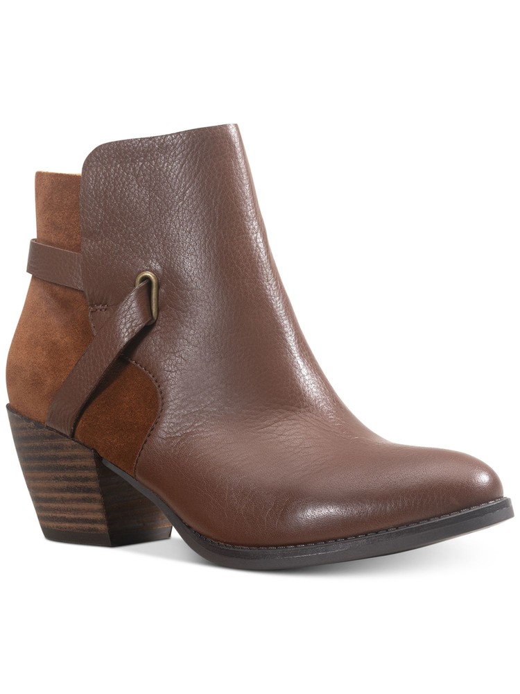AMERICAN RAG Womens Brown Ashlyn Round Toe Block Heel Leather Booties 10 M