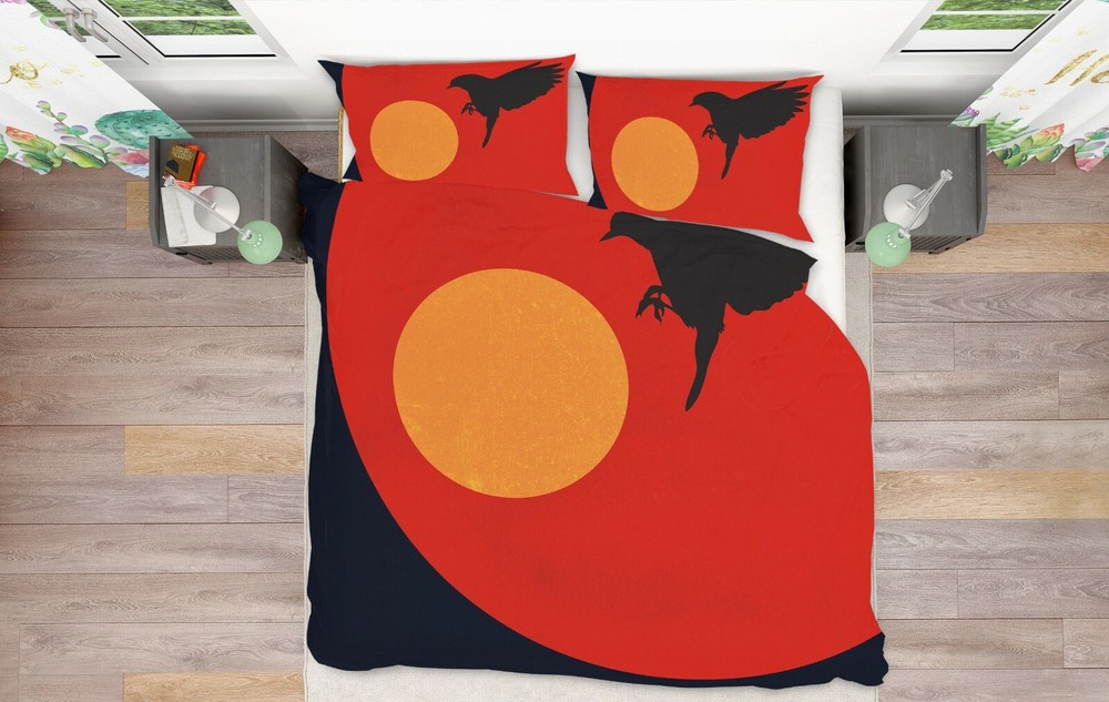 3D Sun Black Bird A157 Bed Pillowcases Quilt Duvet Cover Boris Draschoff Zoe