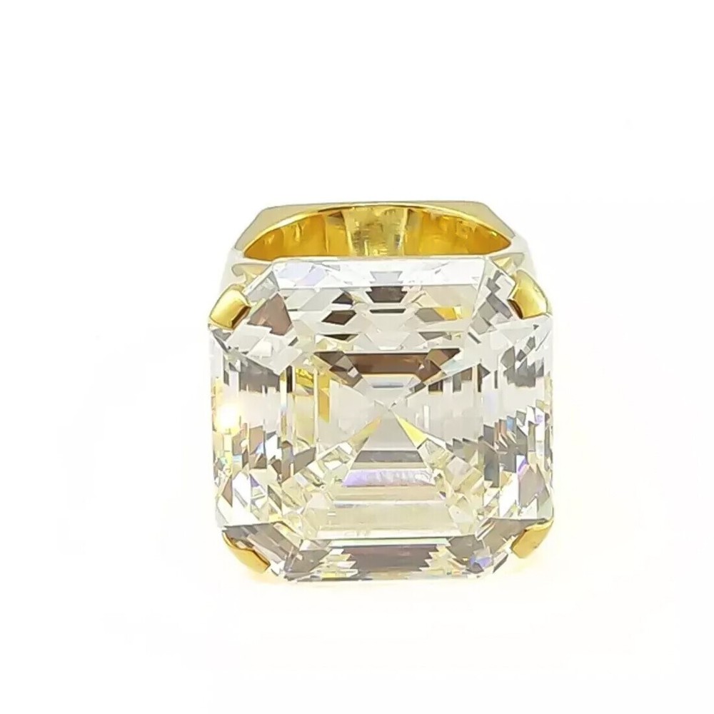 23.50 Ct. Asscher Cut Certified Diamond Silver Ring Huge Rare Gift for Wedding