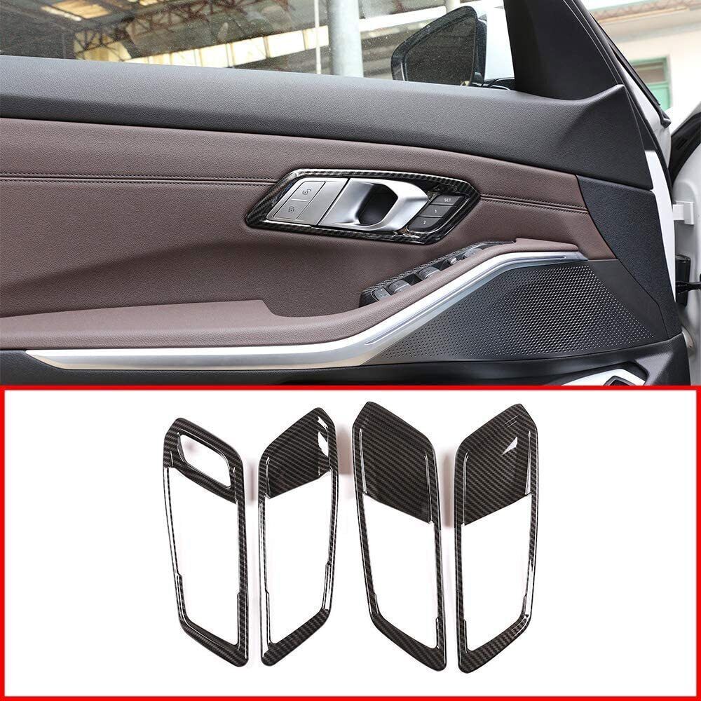For BMW 3 Series G20 ABS Carbon Interior Door Handle Frame Cover Trim 2020-2023