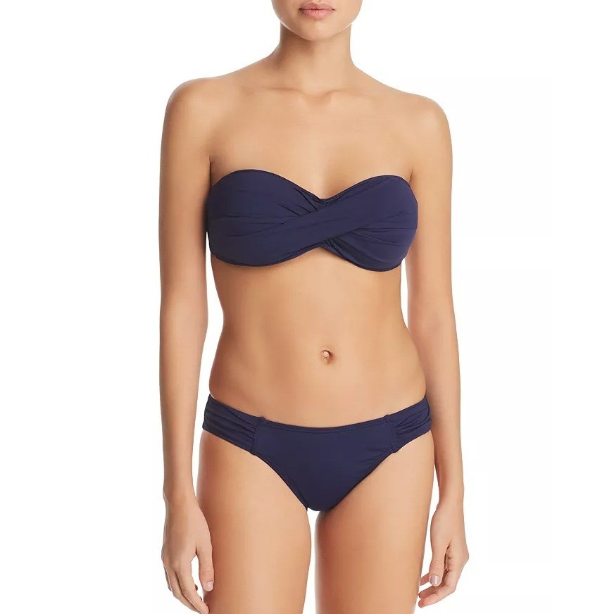 Tommy Bahama Bikini Set Womens XS Navy Blue Twist Bandeau Ruched $119 NWT