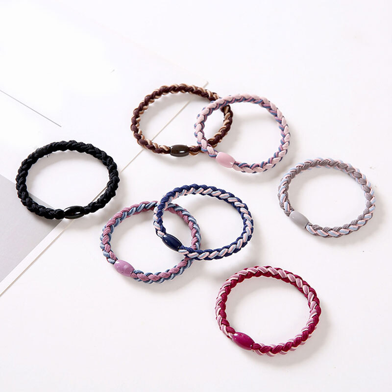 Two-Color Twist Braid Hair Ring High Elastic Hair Rubber Bands Weave Hair Rope