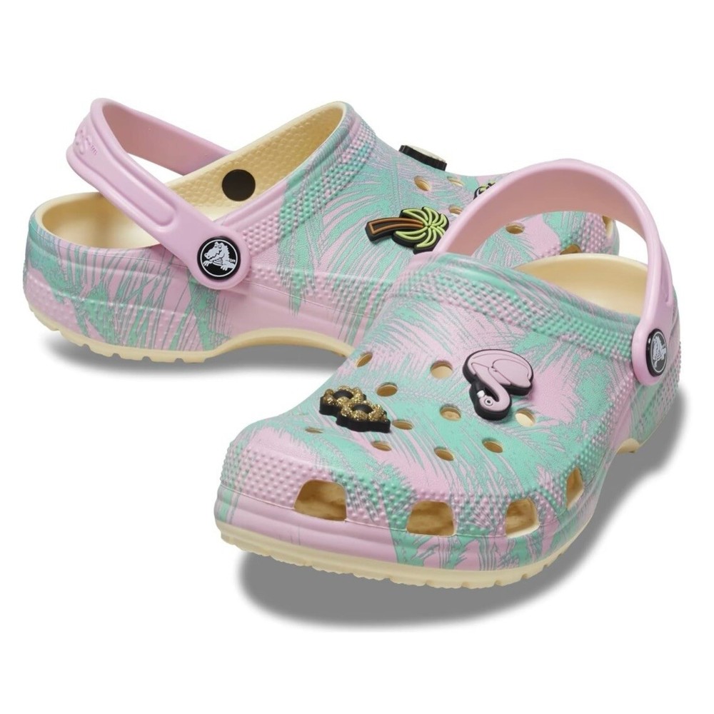 Crocs Spring Break Clog Pink Beach Themed Tropical Womens Size 6  /  Juniors 4
