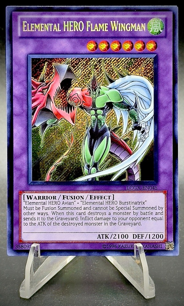 YuGiOh Elemental HERO Flame Wingman LCGX Secret Rare Unlimited Edition