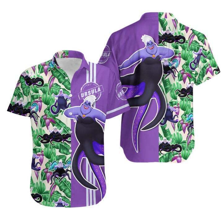 Beautiful Purple Green Ursula 3D Hawaii Shirt Us Size Mother Day Gift Best Price-image