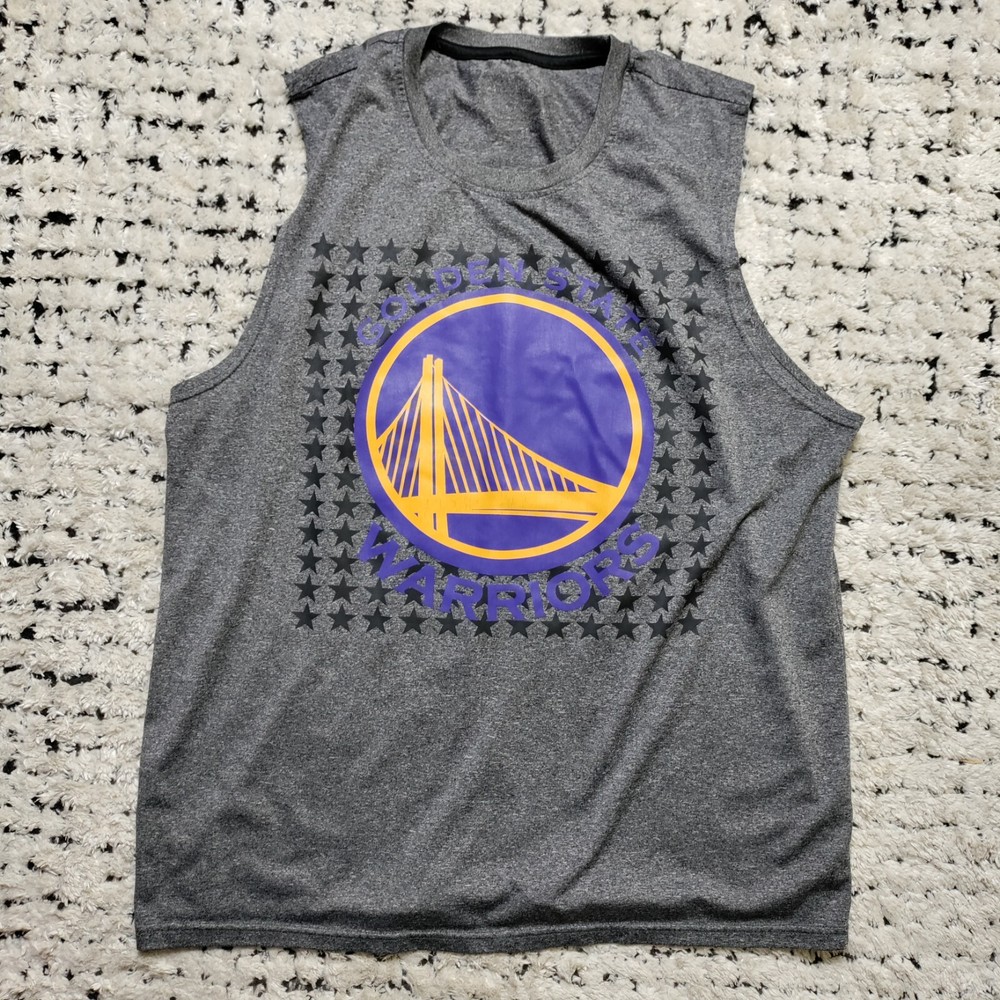 Golden State Warriors Shirt Large Gray Sleeveless Tank Jersey NBA Basketball