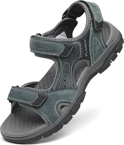 FLARUT Men's Size 9 Grey Open-Toe Sport Sandals for Outdoor Hiking