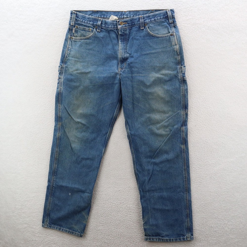 Carhartt Jeans Mens 40x32 Blue B171 Relaxed Workwear Distressed Carpenter Grunge