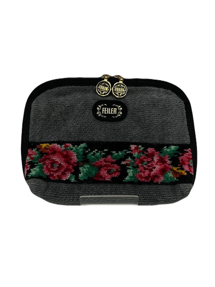 FEILER Gray Cotton Blend Makeup Bag Preowned E0507-46