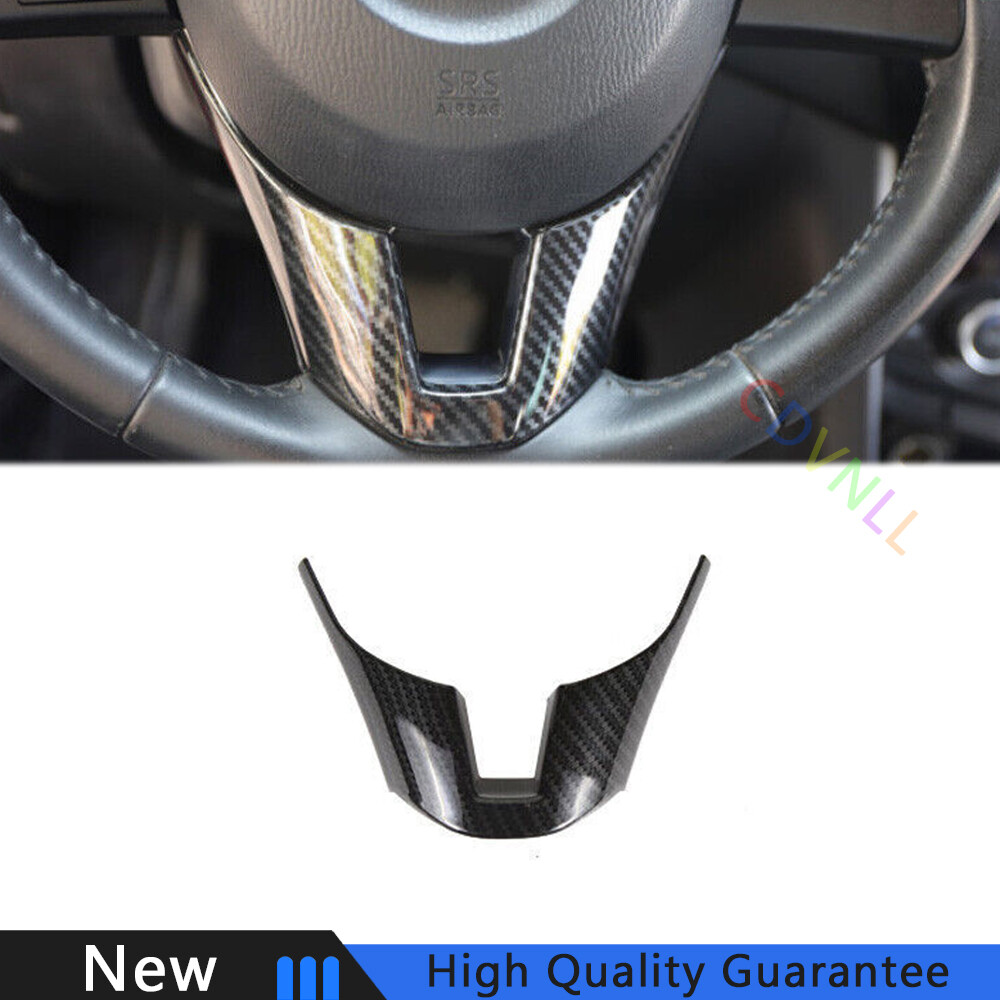 For Mazda 6 Atenza 2017-2019 Carbon Fiber Car Steering Wheel Panel Cover Trim 1X