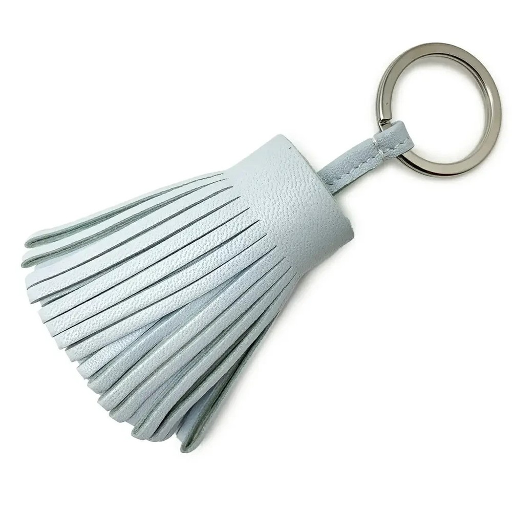 Hermes Carmen Key Holder Key Ring Bag Charm Accessory Light Blue Authentic