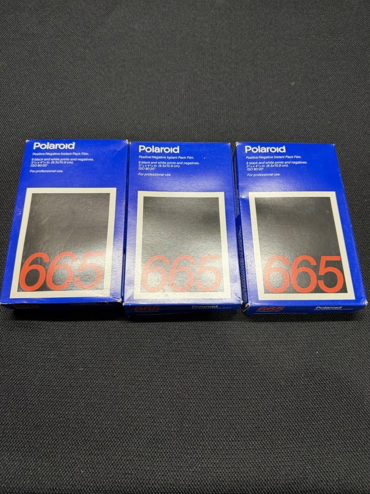 Polaroid 665 Instant B&W Film 8 Pictures Each ISO 80 EXP Sept 1992 3 Pack NOS