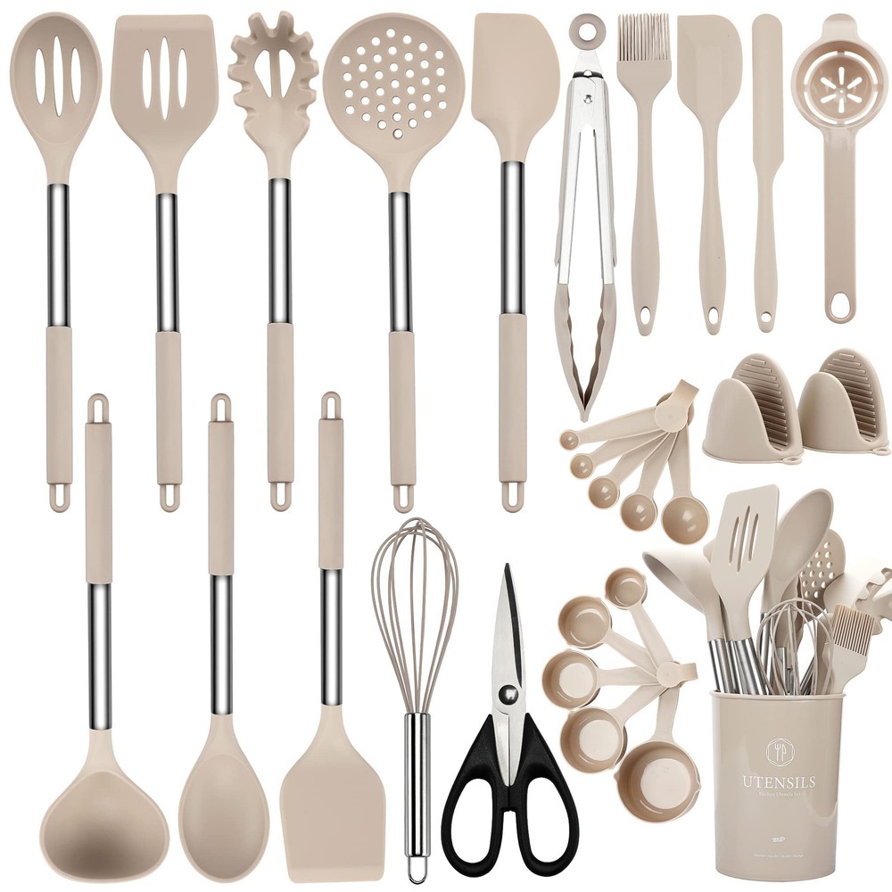 NCUE Kitchen Utensils Set, 28 Pcs Silicone Cooking Utensils Set with Holder, ...