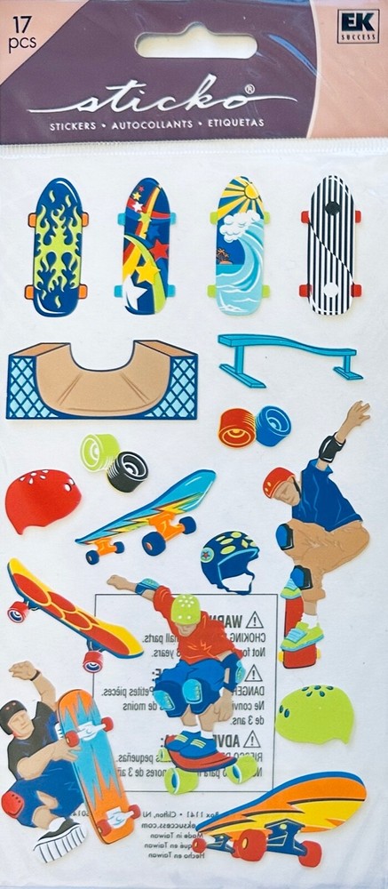 Pegatinas Sticko Skateboarding Planificador de Papeles Hágalo usted mismo Artesanías Libro de recortes Deportes