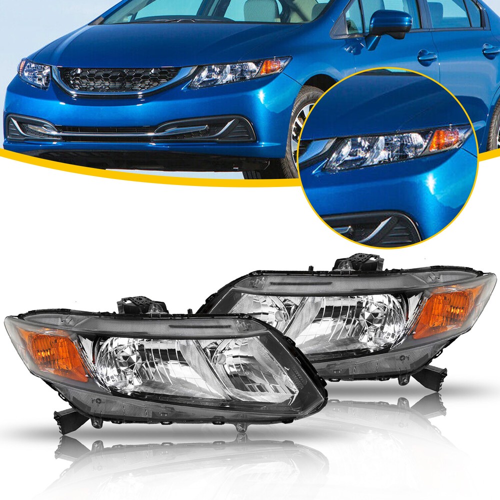 For 2012-2015 Honda Civic 4Dr Replacement Headlights Assembly Pair Left + Right