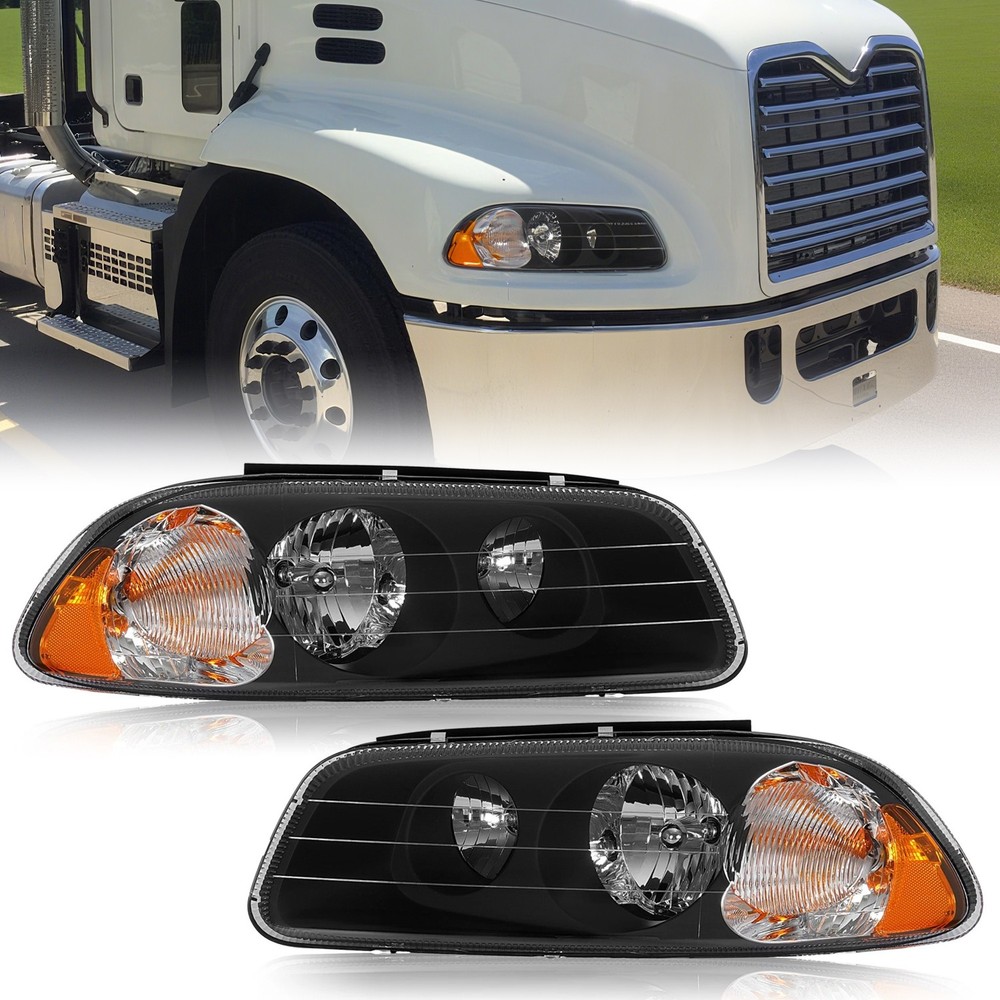 For Mack CX CXN CXU 1998-18 GU4 GU5 GU7 GU8 2008-18 Black Headlights Headlamps