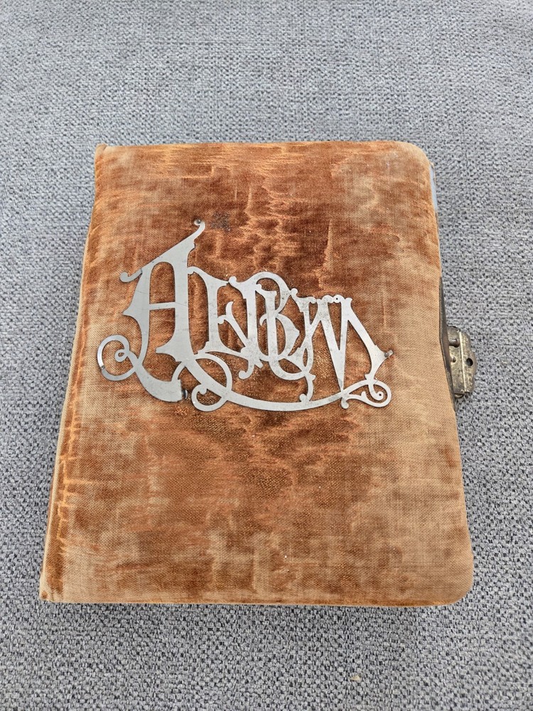 Antique 1800s Velvet and Metal Photo Album