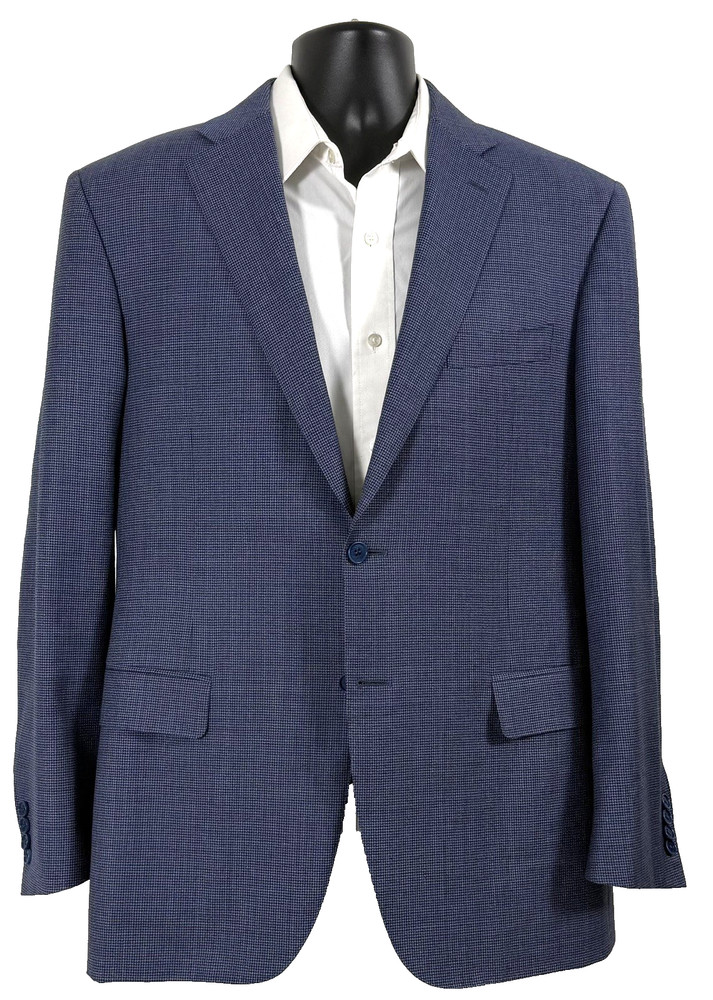 Canali Men’s Light Blue Houndstooth Suit Blazer 42R 100% Wool Made In Italy