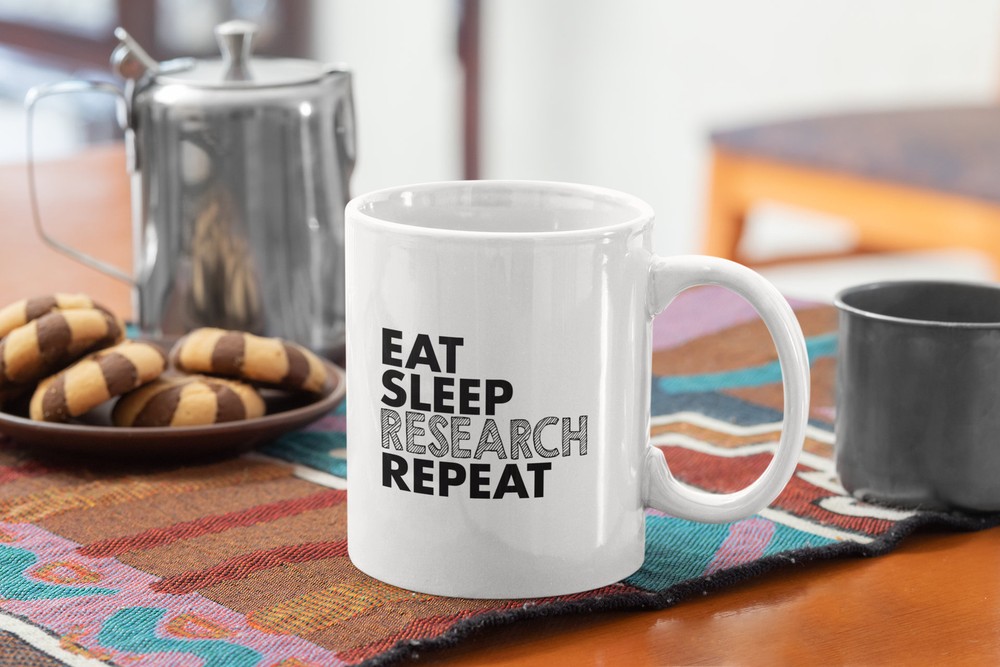 Scientist Coffee Mug Eat Sleep Research Repeat White Ceramic Mug