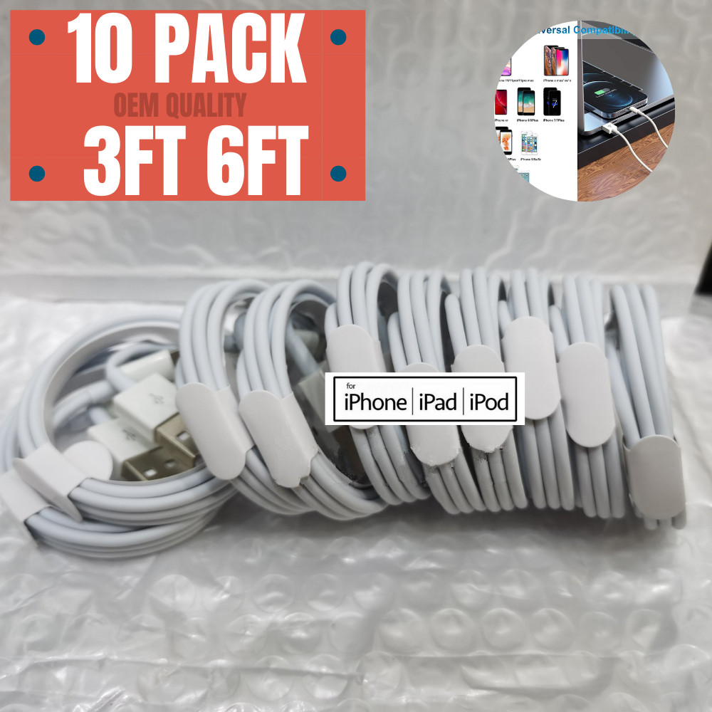 10x 3/6FT iPhone Charger Cables for 6 7 8 Plus 11 Pro Max USB Fast Charging