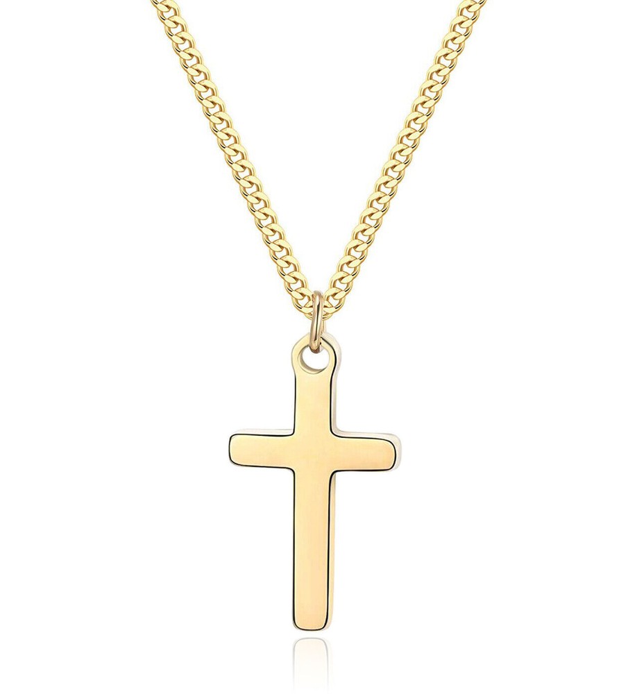 Men Women Cross Necklace for Boy Girl Stainless Steel Small Pendant Cuban Chain