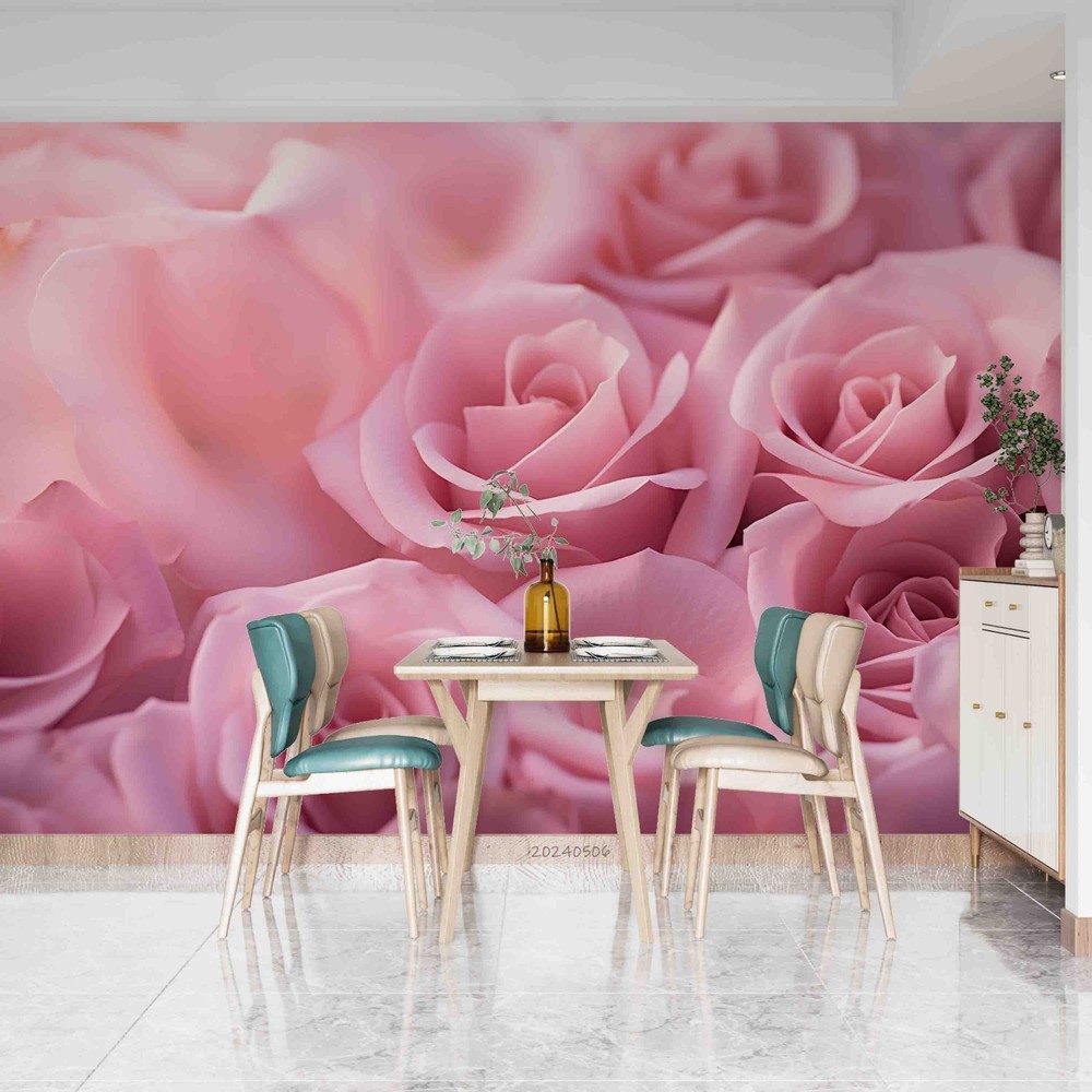3D Pink Rose Close-up Wall Murals Wallpaper Murals Wall Sticker