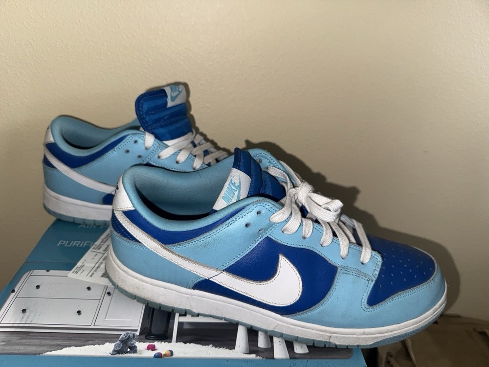 Nike Dunk Low Argon Blue White Leather Low Top Athletic Sneakers