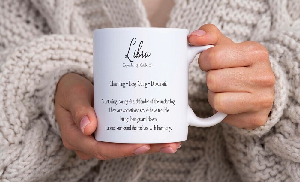 Libra Star Sign Zodiac Definition Mug 白黒辞書スタイル マグミニム