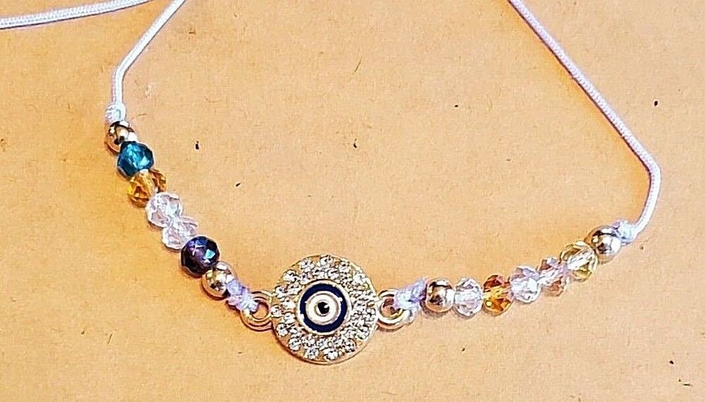 Evil Eye Protection Bracelet Anklet Mexican Style Adjustable Slide Knot Jewelry