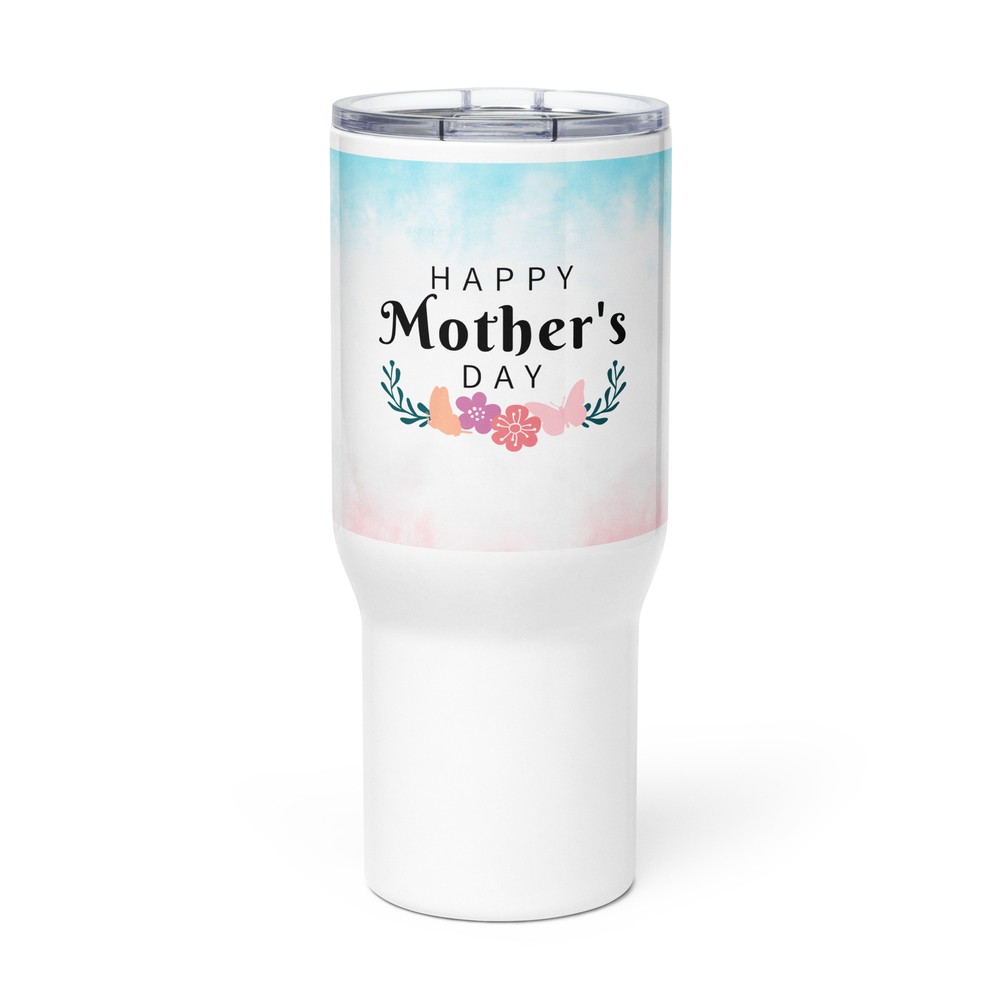Mothers Day 2024 White 25oz Insulated Stanley Steel Tumbler with Handle and Lid-image