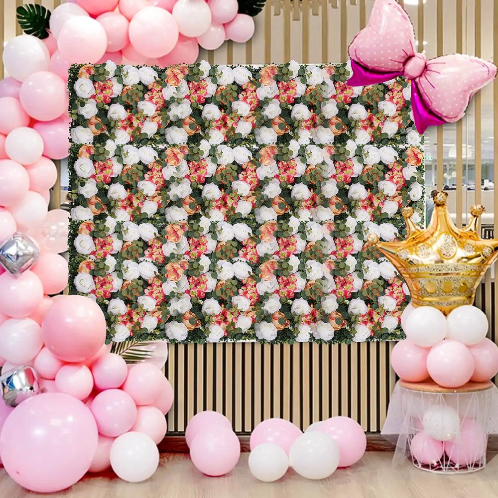 6*Artificial Flower Wall Panel Faux Rose Panel Wedding Backdrop Venue Decoration