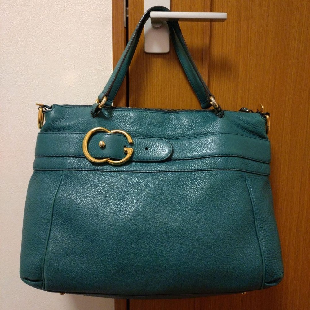 GUCCI Leather Tote Bag in Green Authentic G07152182