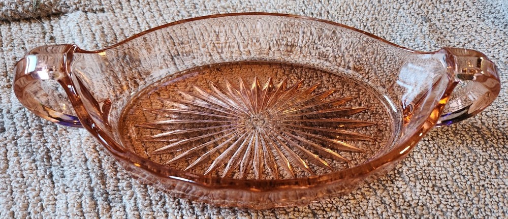 Vintage Pink Depression Glass Canoe Bowl 6