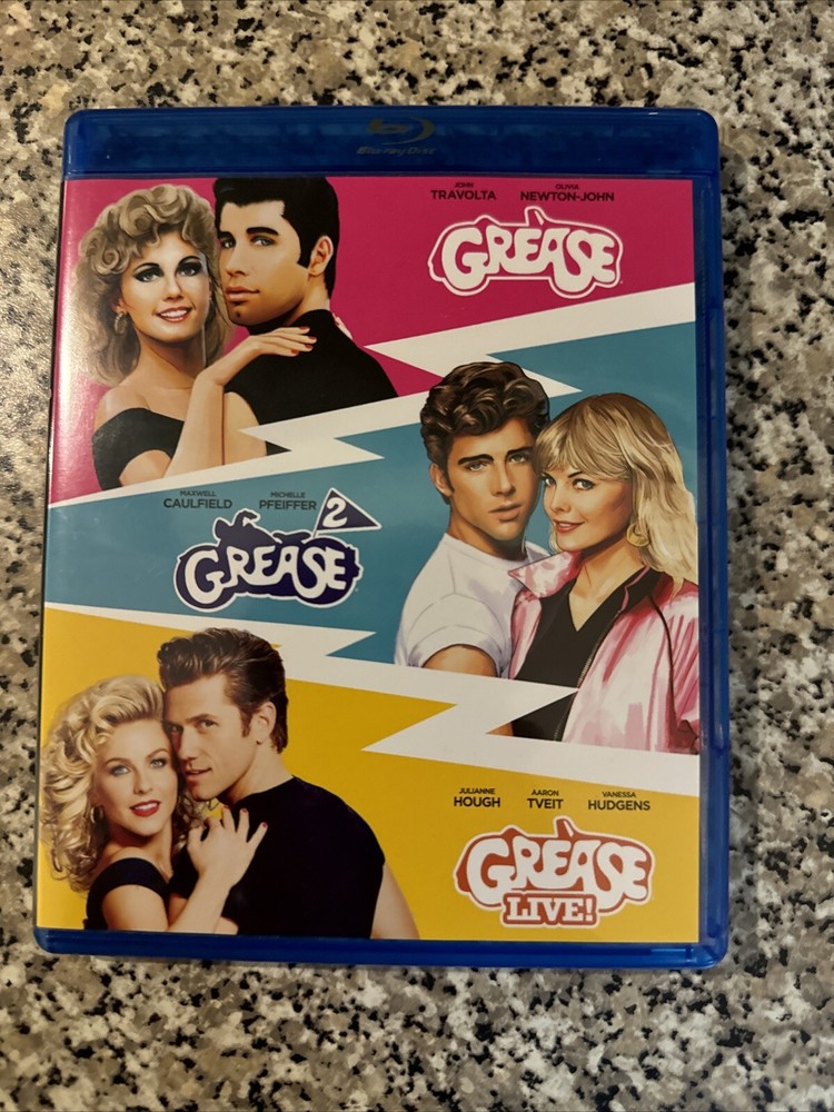 GREASE / GREASE 2 / GREASE LIVE! 3 MOVIE BLU RAY Travolta Newton-John (11)